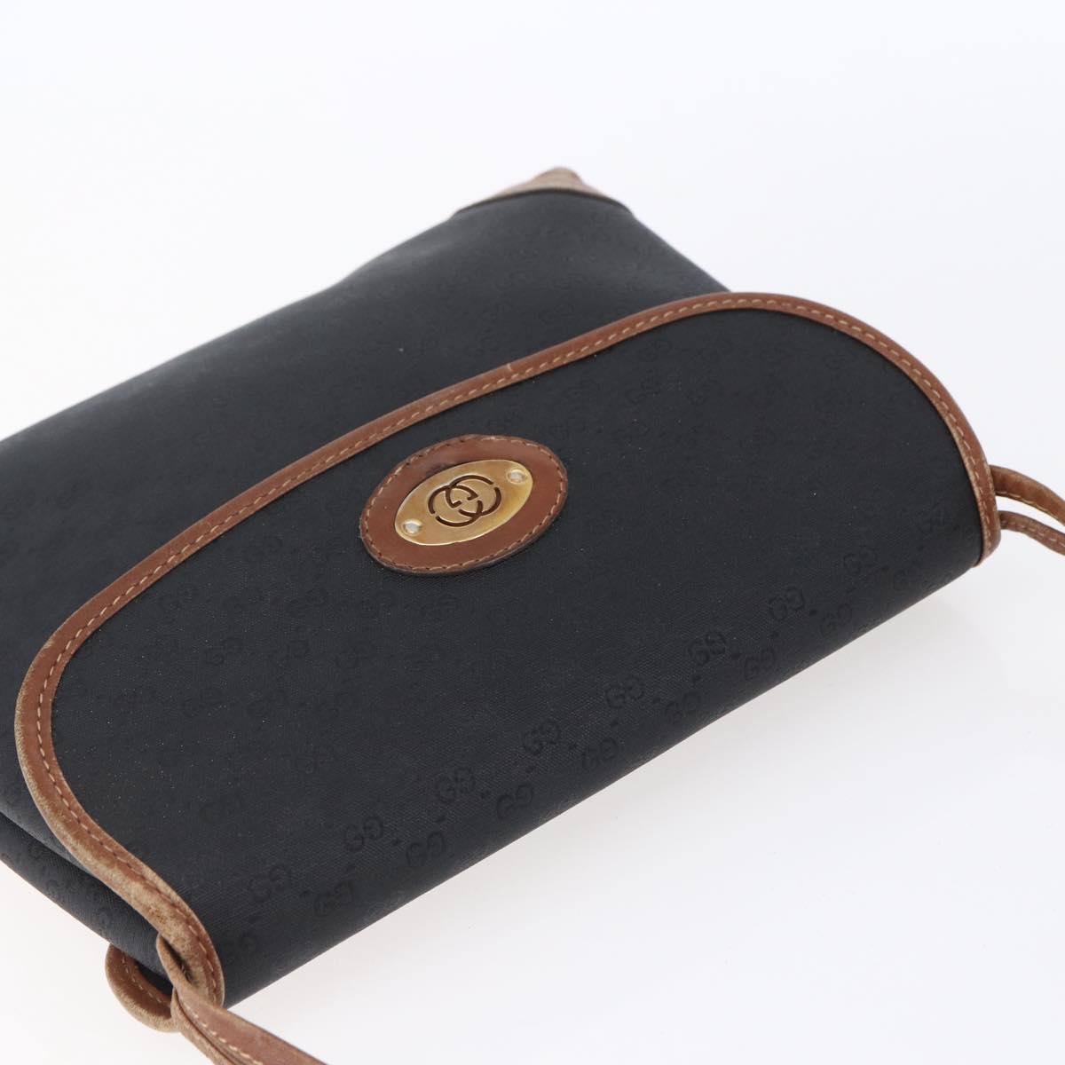 GUCCI Micro GG Supreme Shoulder Bag PVC Black Gold 007 92 5548 Auth ep11795