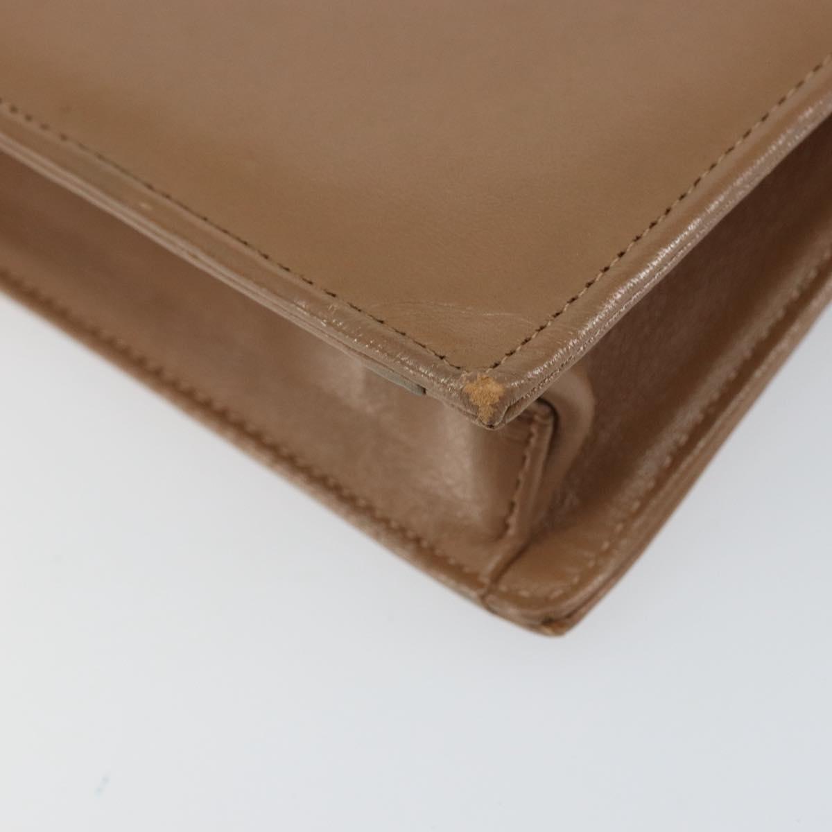 Christian Dior Chain Shoulder Bag Leather Beige Gold Auth ep11798