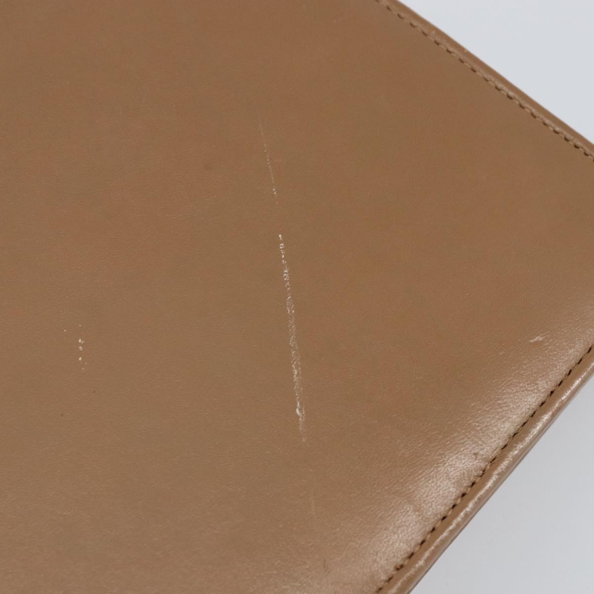 Christian Dior Chain Shoulder Bag Leather Beige Gold Auth ep11798