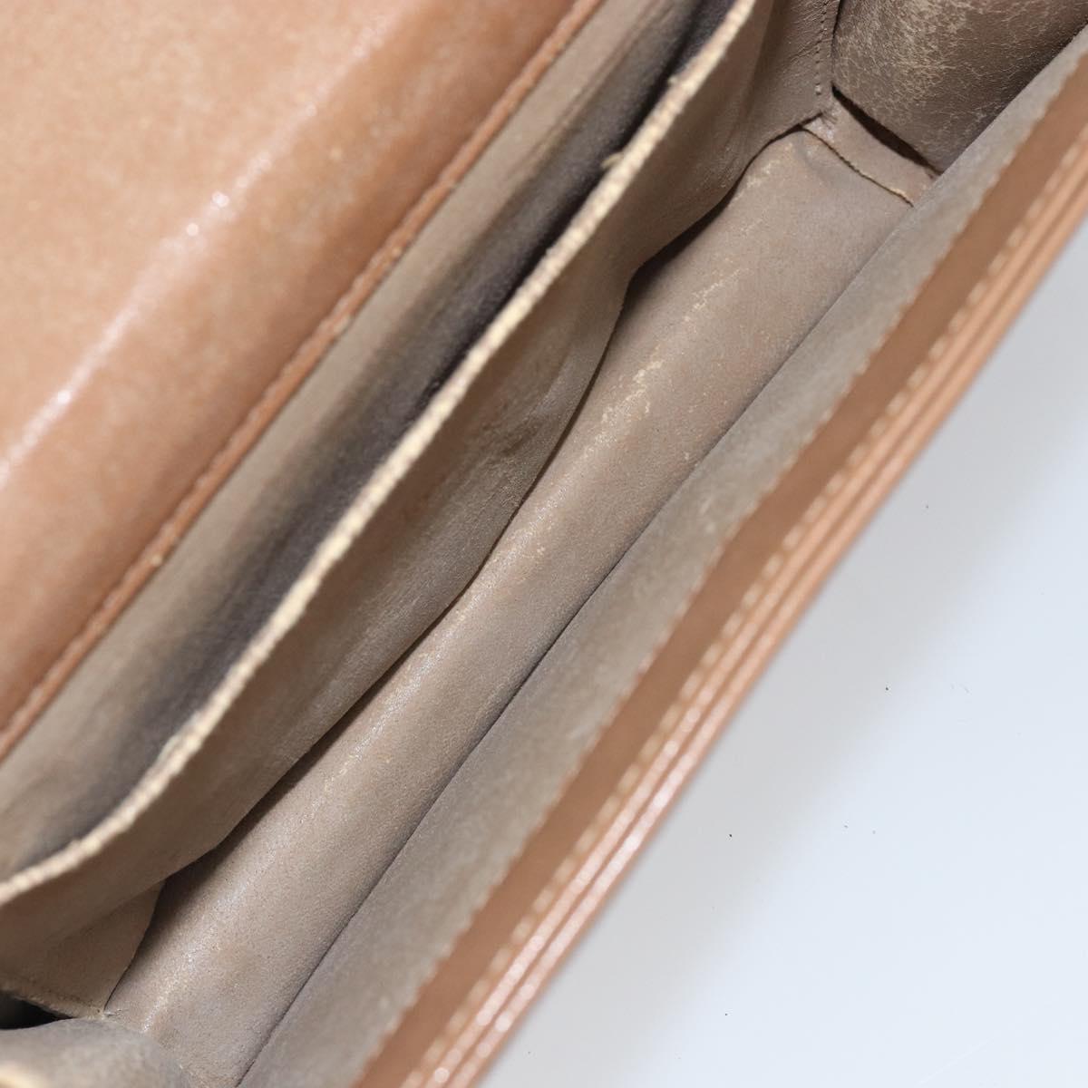 Christian Dior Chain Shoulder Bag Leather Beige Gold Auth ep11798