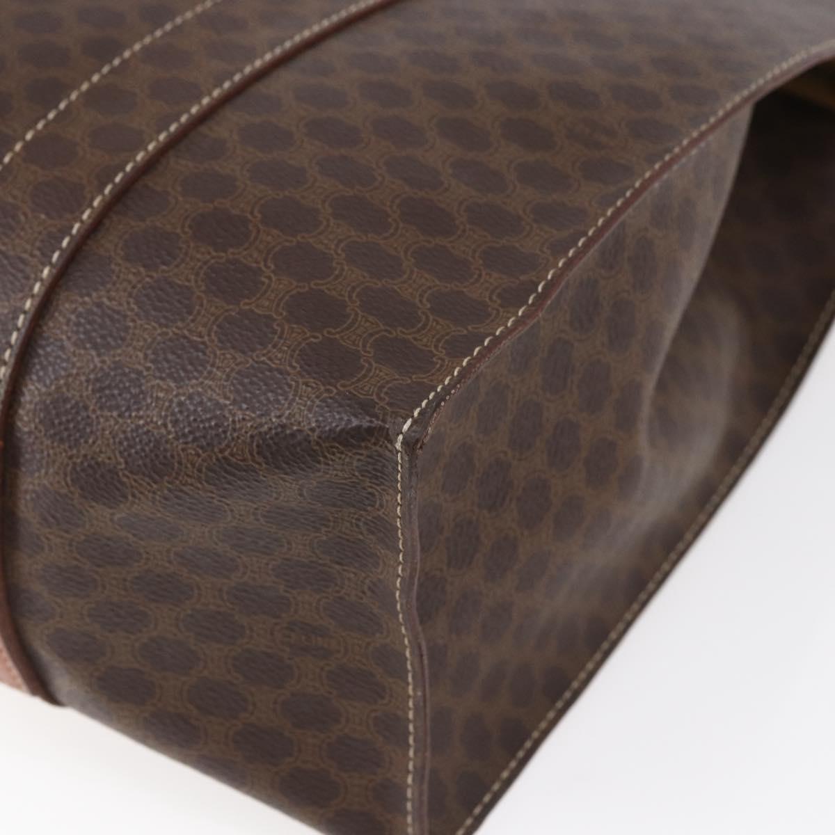 CELINE Macadam Canvas Tote Bag PVC Brown Gold Auth ep11810