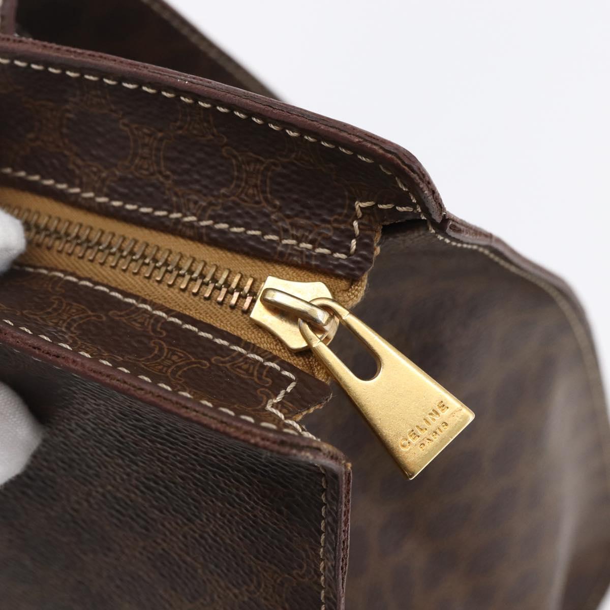 CELINE Macadam Canvas Tote Bag PVC Brown Gold Auth ep11810