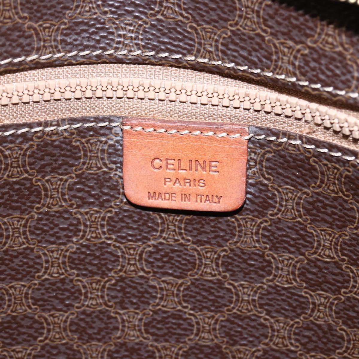 CELINE Macadam Canvas Tote Bag PVC Brown Gold Auth ep11810