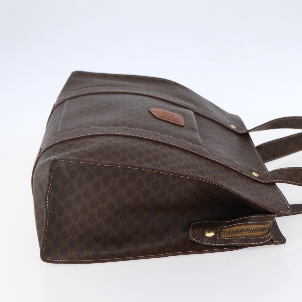 CELINE Macadam Canvas Tote Bag PVC Brown Gold Auth ep11810