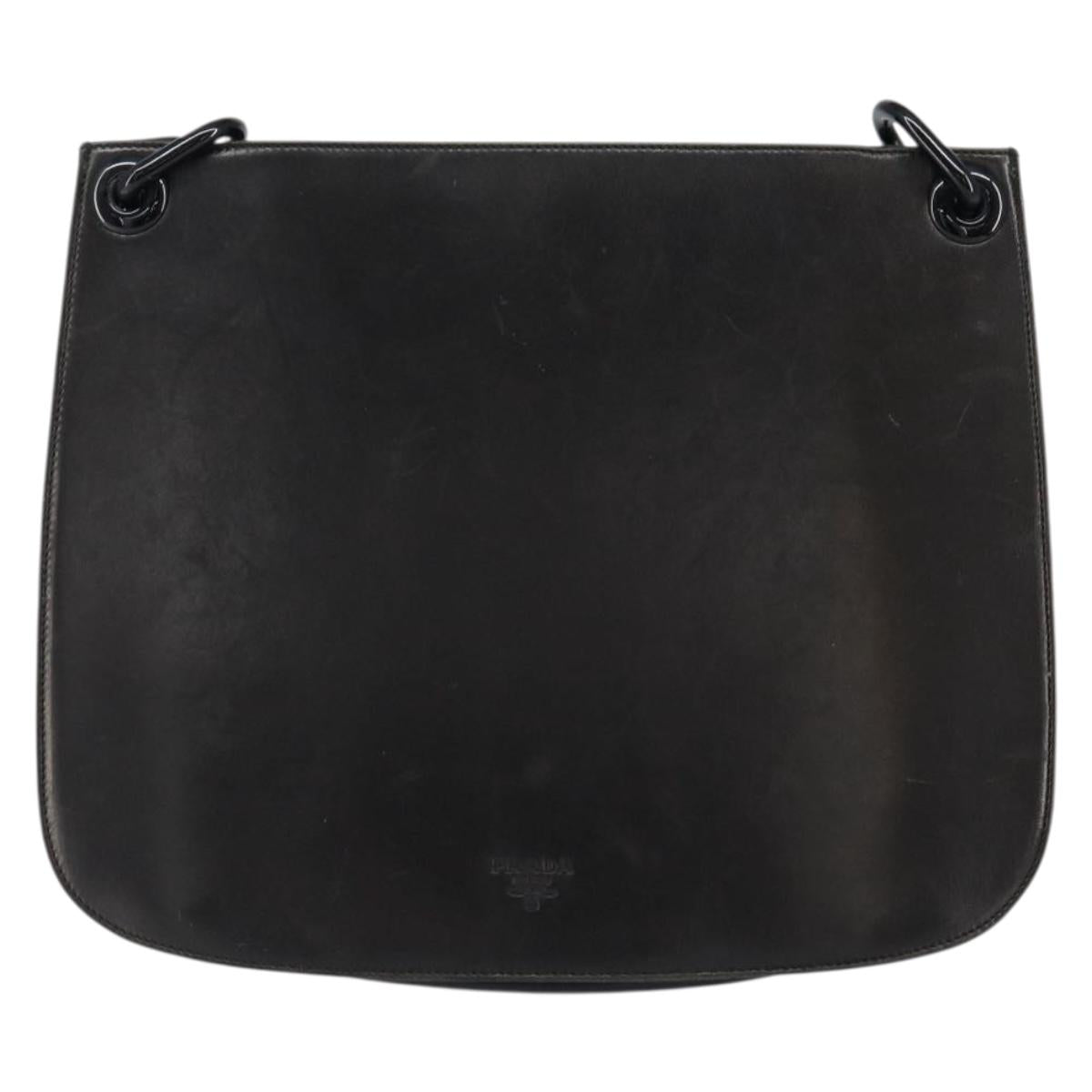PRADA Shoulder Bag Leather Black Auth ep11820