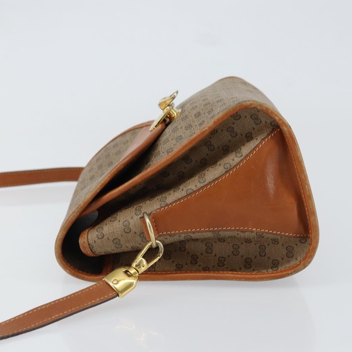 GUCCI Micro GG Supreme Shoulder Bag PVC Gold Beige Auth ep11821