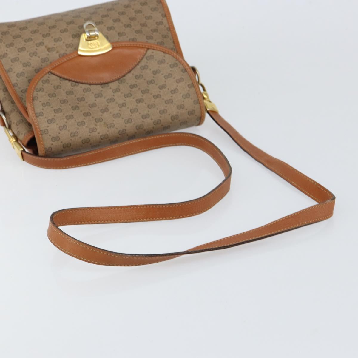 GUCCI Micro GG Supreme Shoulder Bag PVC Gold Beige Auth ep11821