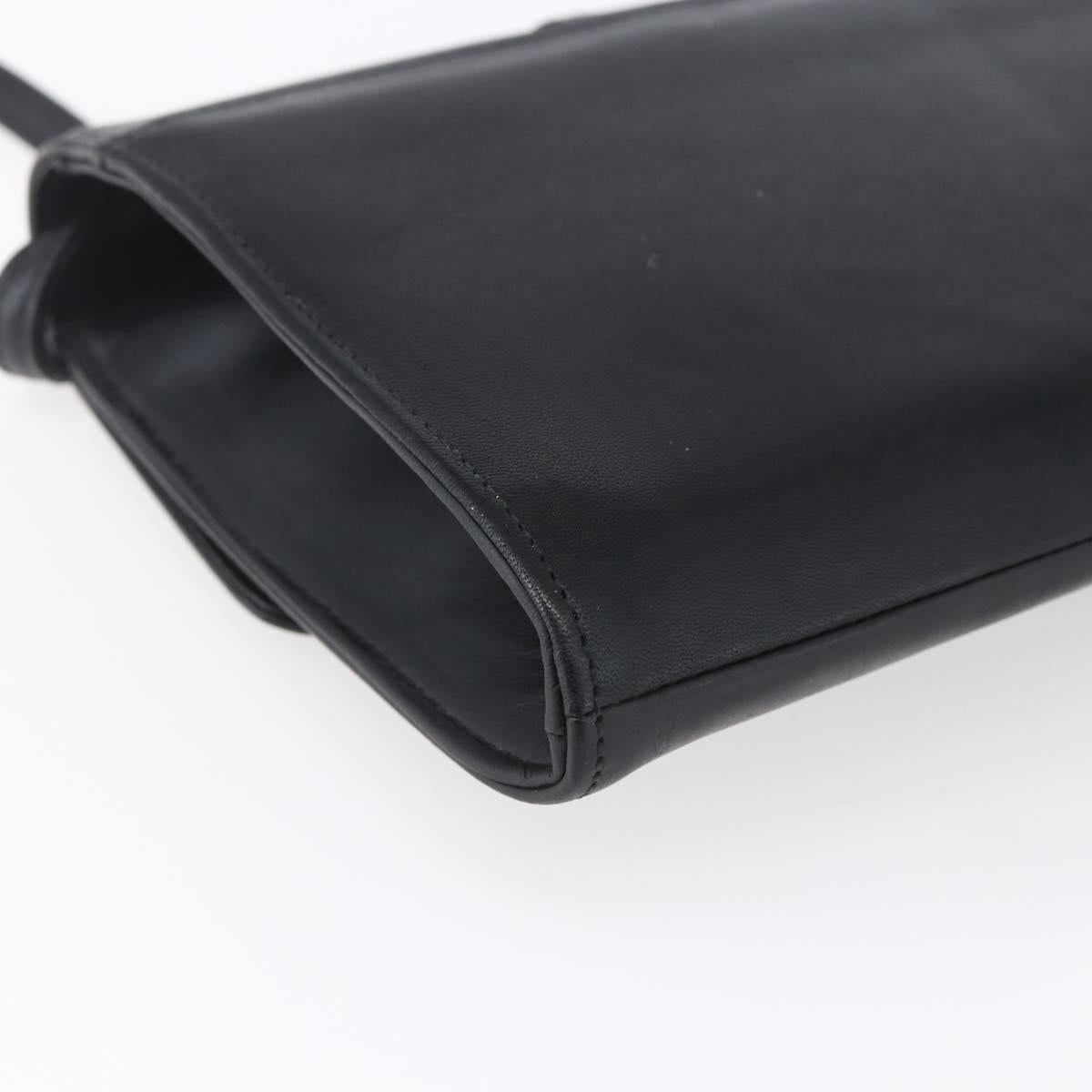 Christian Dior Shoulder Bag Leather Black Gold Auth ep11826