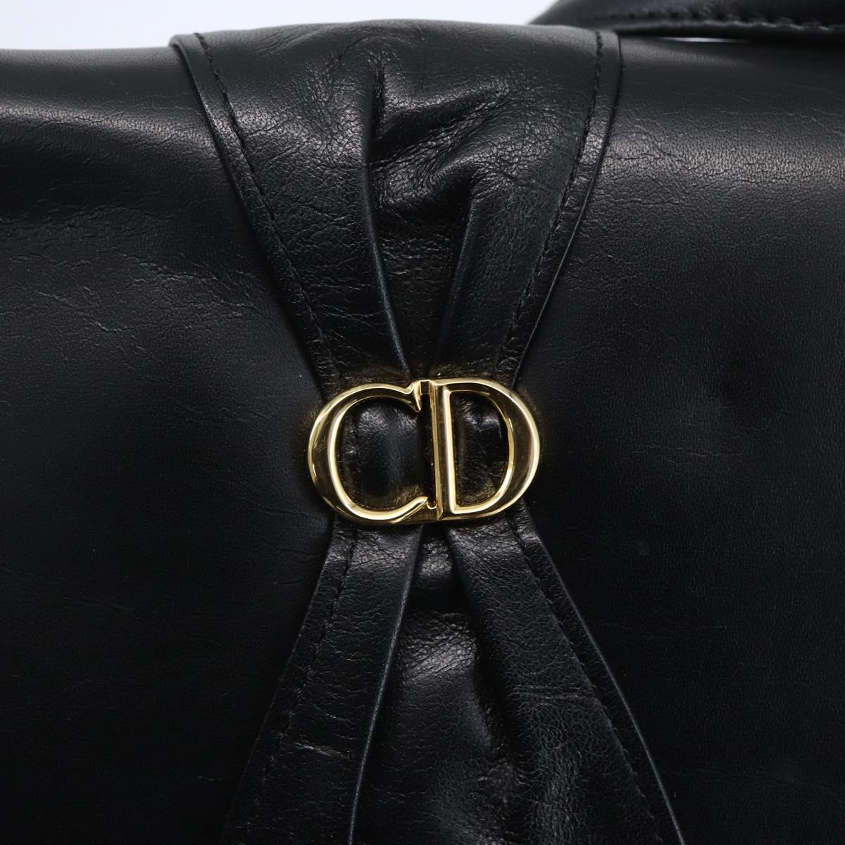 Christian Dior Shoulder Bag Leather Black Gold Auth ep11826