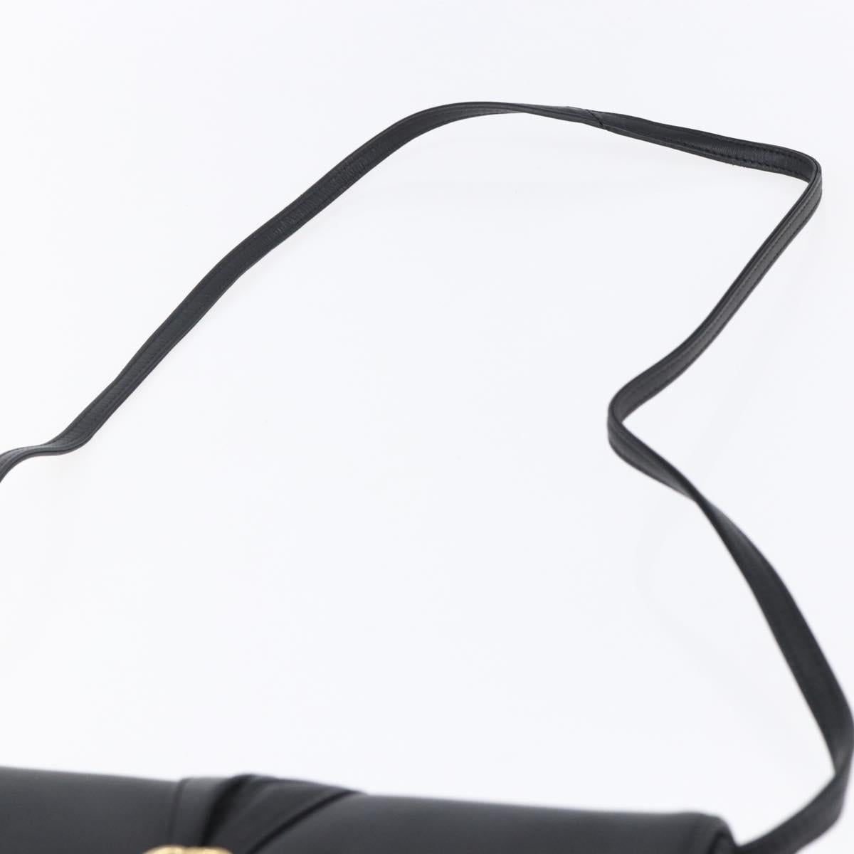 Christian Dior Shoulder Bag Leather Black Gold Auth ep11826