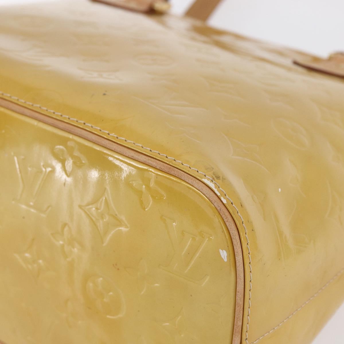 LOUIS VUITTON Monogram Vernis Houston Hand Bag Beige M91004 LV Auth ep11829