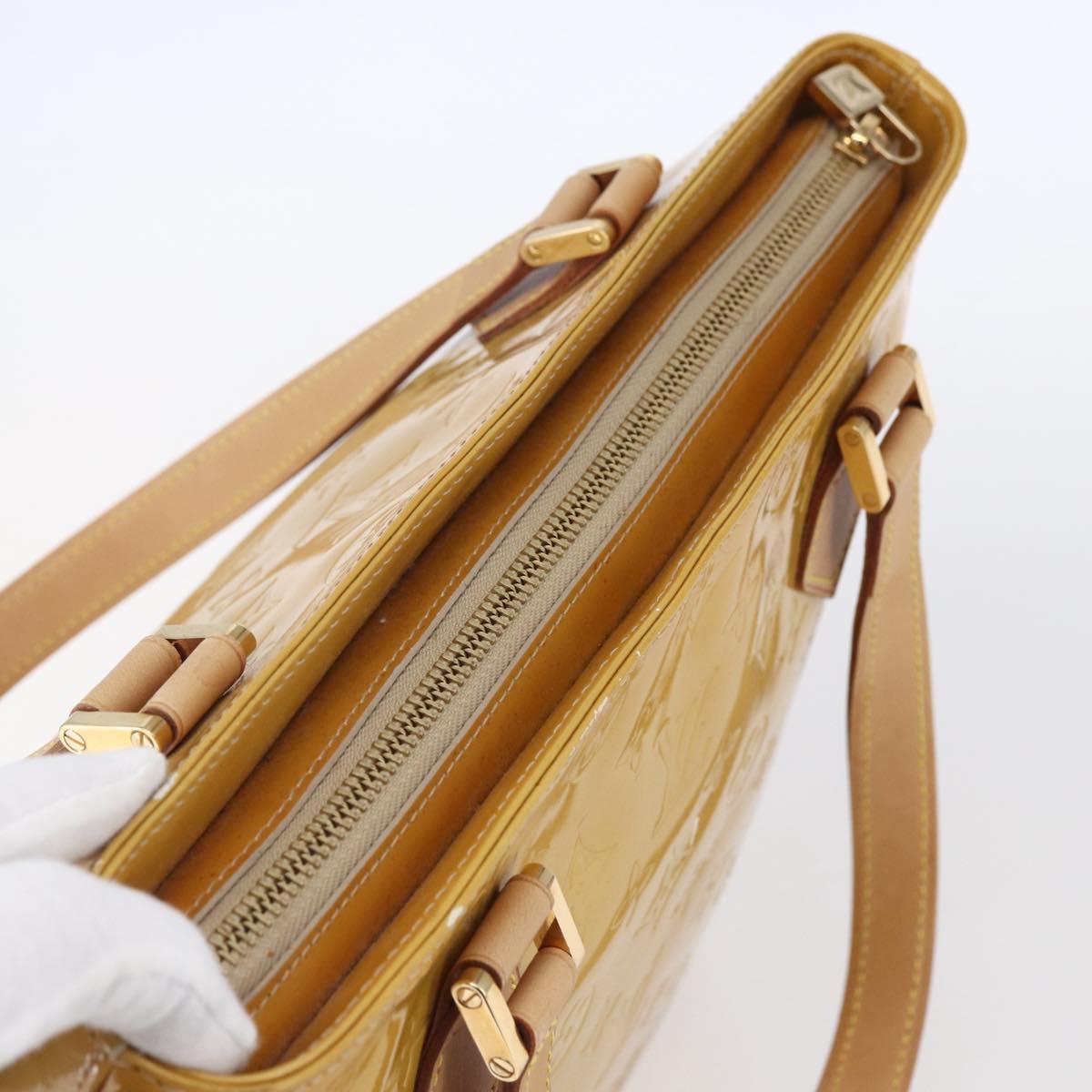LOUIS VUITTON Monogram Vernis Houston Hand Bag Beige M91004 LV Auth ep11829