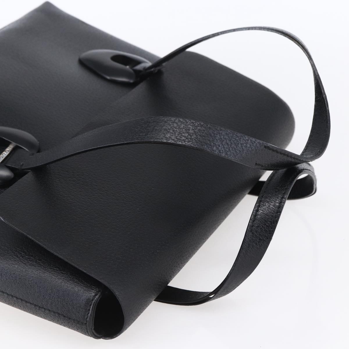 GUCCI Hand Bag Leather Outlet Black Auth ep11833