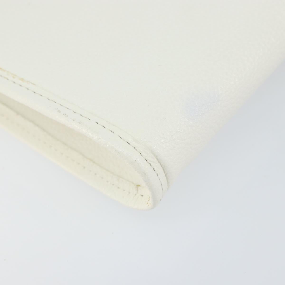 SAINT LAURENT Shoulder Bag Leather White Gold Auth ep11836