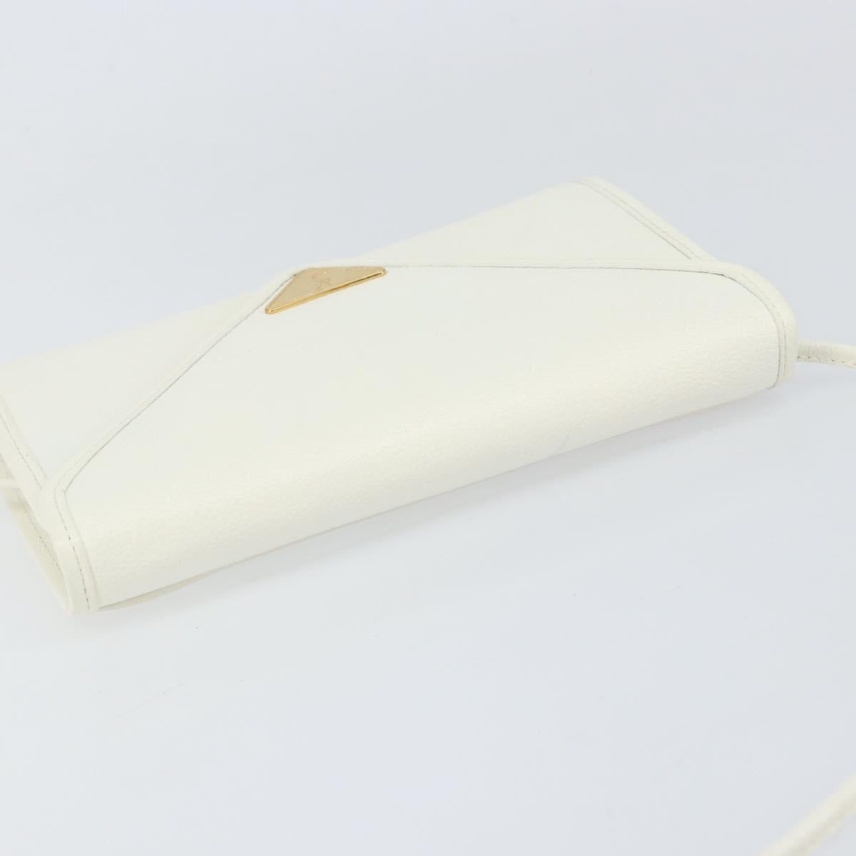 SAINT LAURENT Shoulder Bag Leather White Gold Auth ep11836