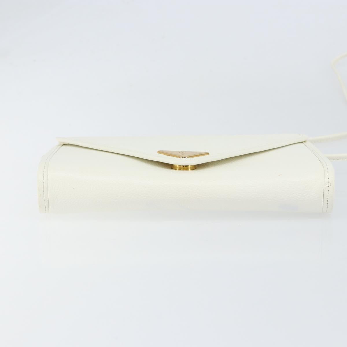 SAINT LAURENT Shoulder Bag Leather White Gold Auth ep11836