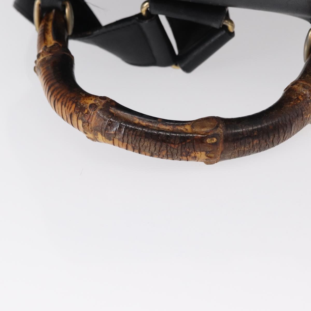 GUCCI Bamboo Backpack Leather Black Gold 003 2058 0016 Auth ep11837
