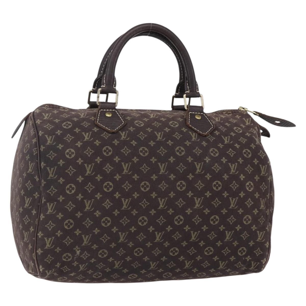 LOUIS VUITTON Monogram Mini Lin Speedy 30 Bag Brown Ebene M95224 Auth ep11838