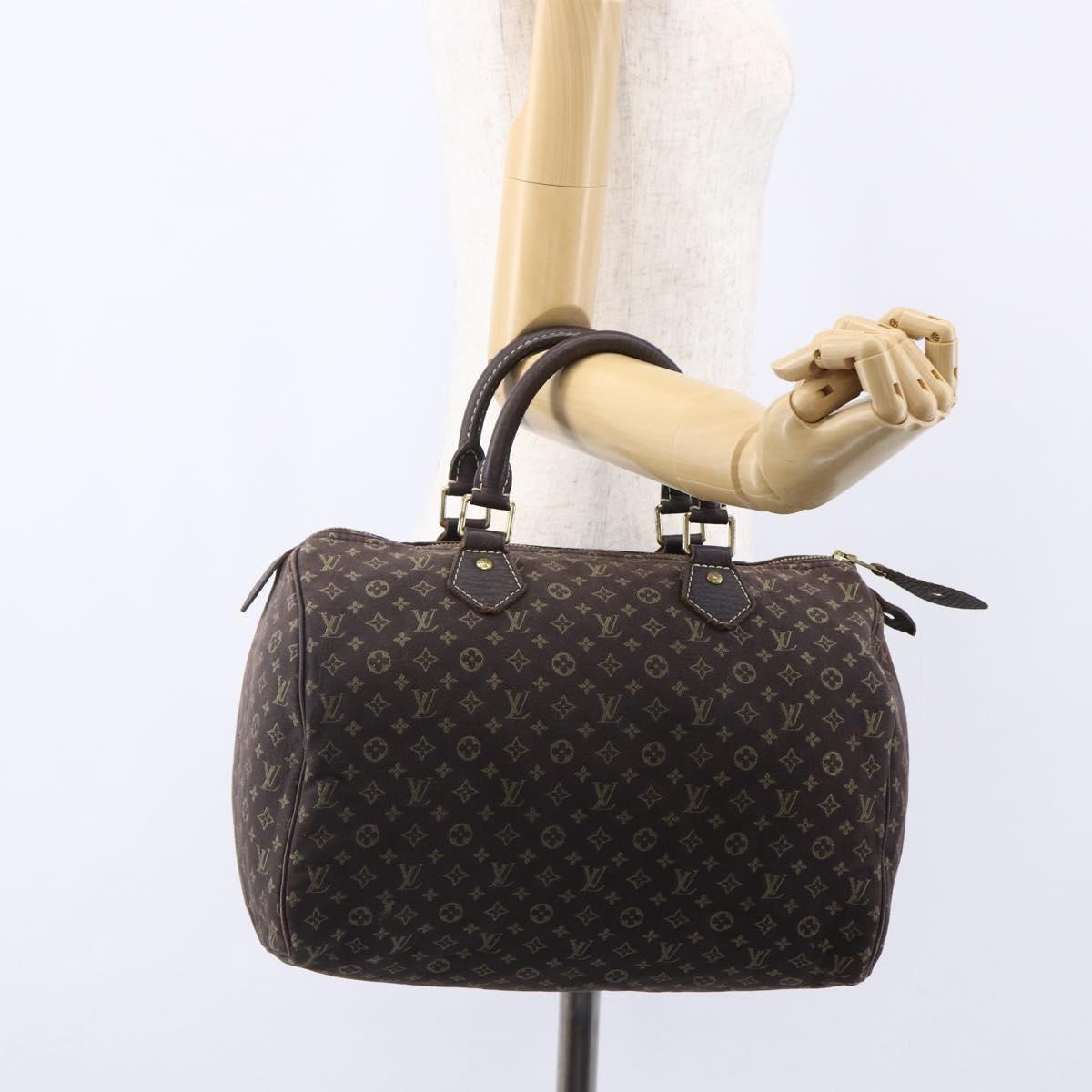 LOUIS VUITTON Monogram Mini Lin Speedy 30 Bag Brown Ebene M95224 Auth ep11838