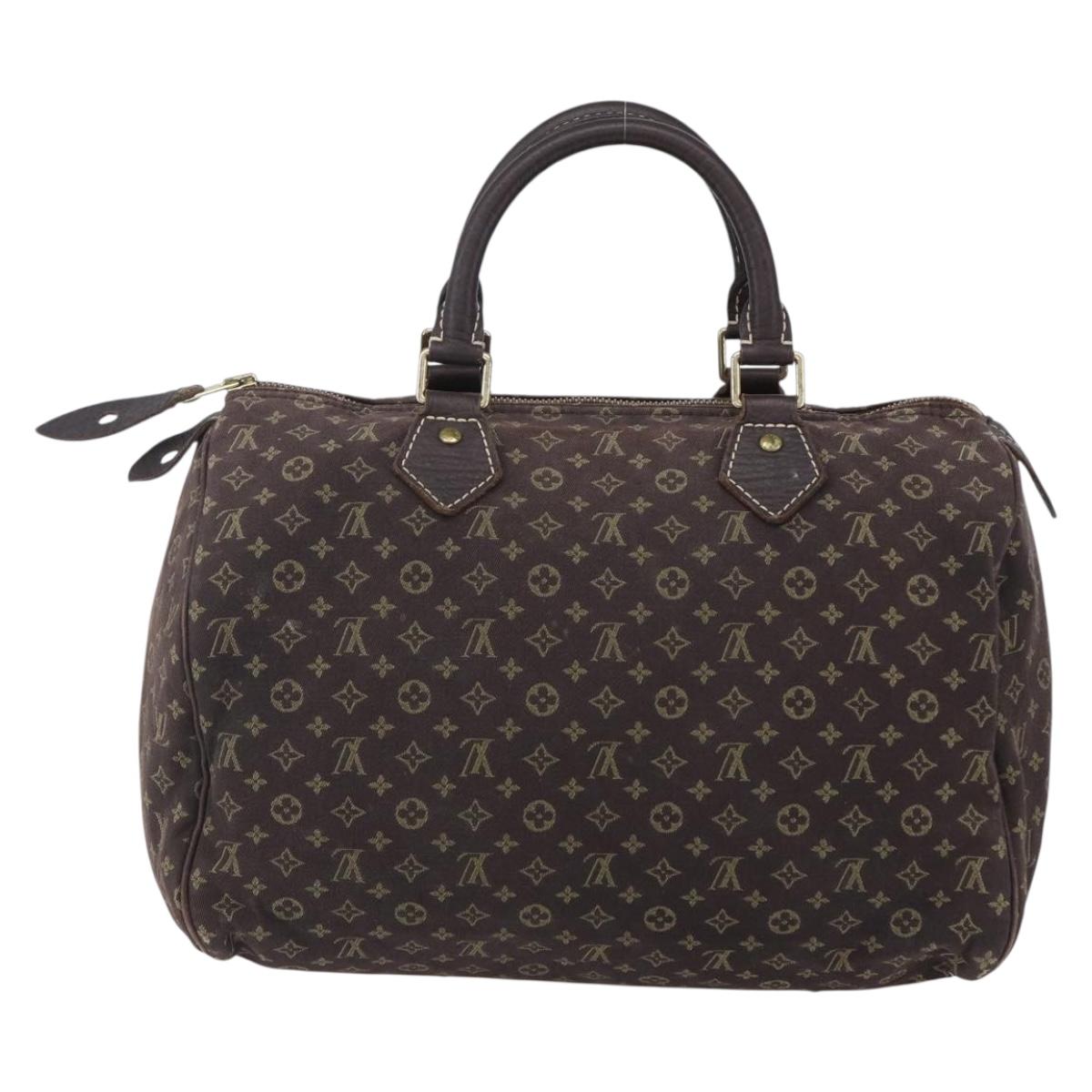 LOUIS VUITTON Monogram Mini Lin Speedy 30 Bag Brown Ebene M95224 Auth ep11838