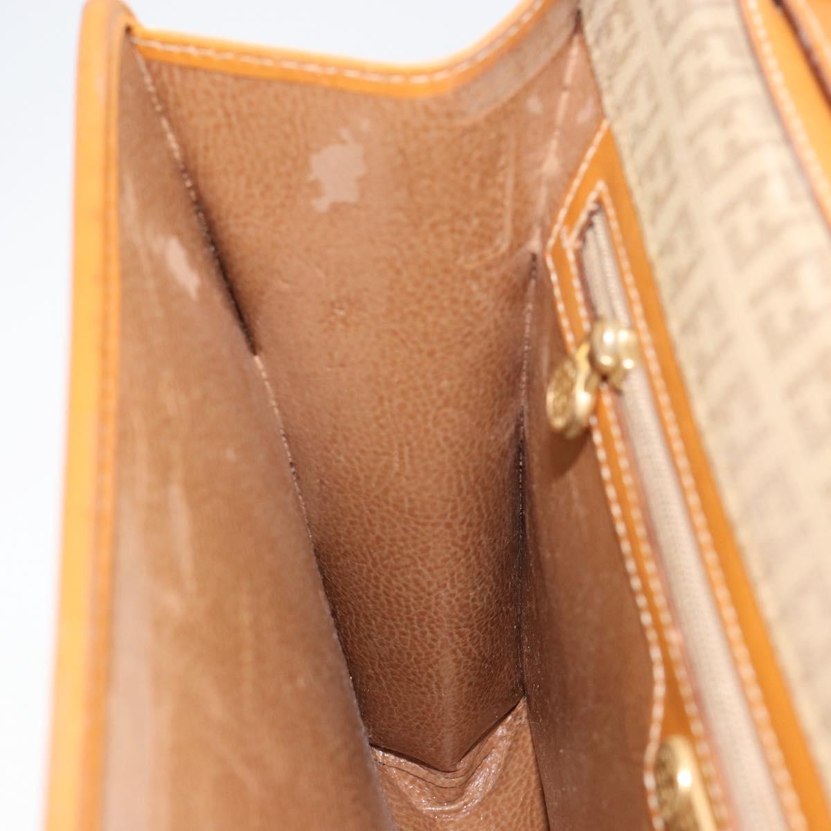 FENDI Zucchino Canvas Shoulder Bag Beige Gold Auth ep11839