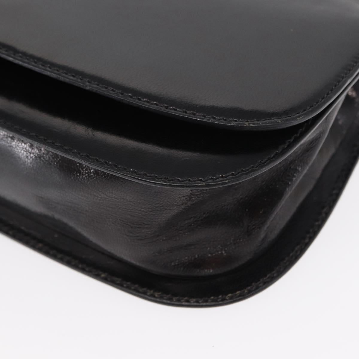 PRADA Hand Bag Leather Black Silver Auth ep11842