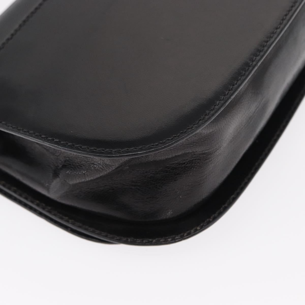 PRADA Hand Bag Leather Black Silver Auth ep11842