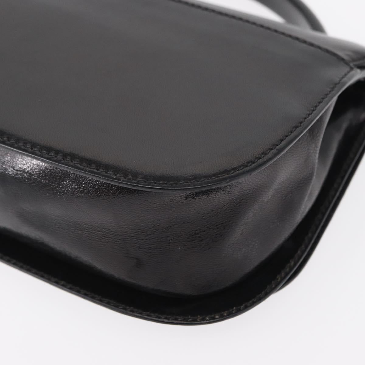 PRADA Hand Bag Leather Black Silver Auth ep11842