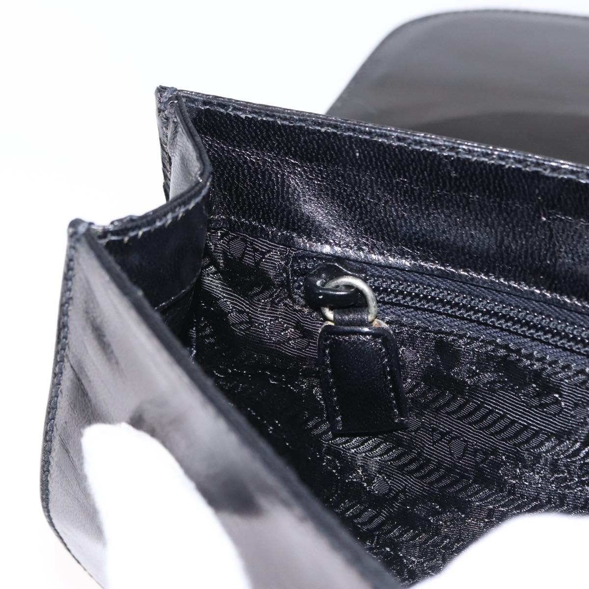 PRADA Hand Bag Leather Black Silver Auth ep11842