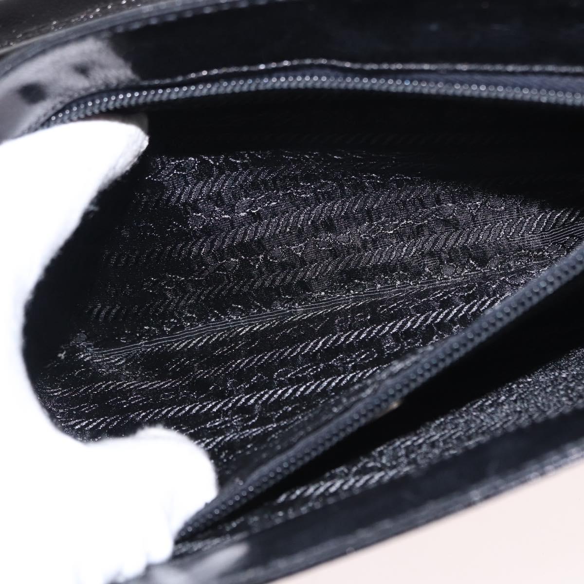 PRADA Hand Bag Leather Black Silver Auth ep11842