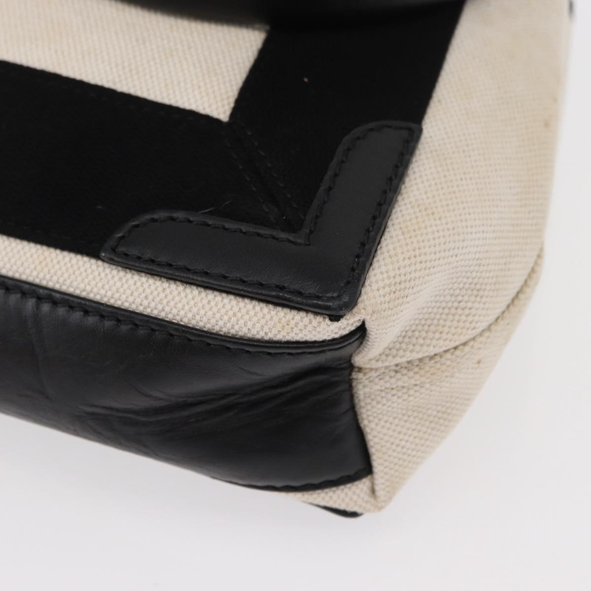 BALENCIAGA Navy Cabas Hand Bag Canvas 2way White Black 390346 Auth ep11845