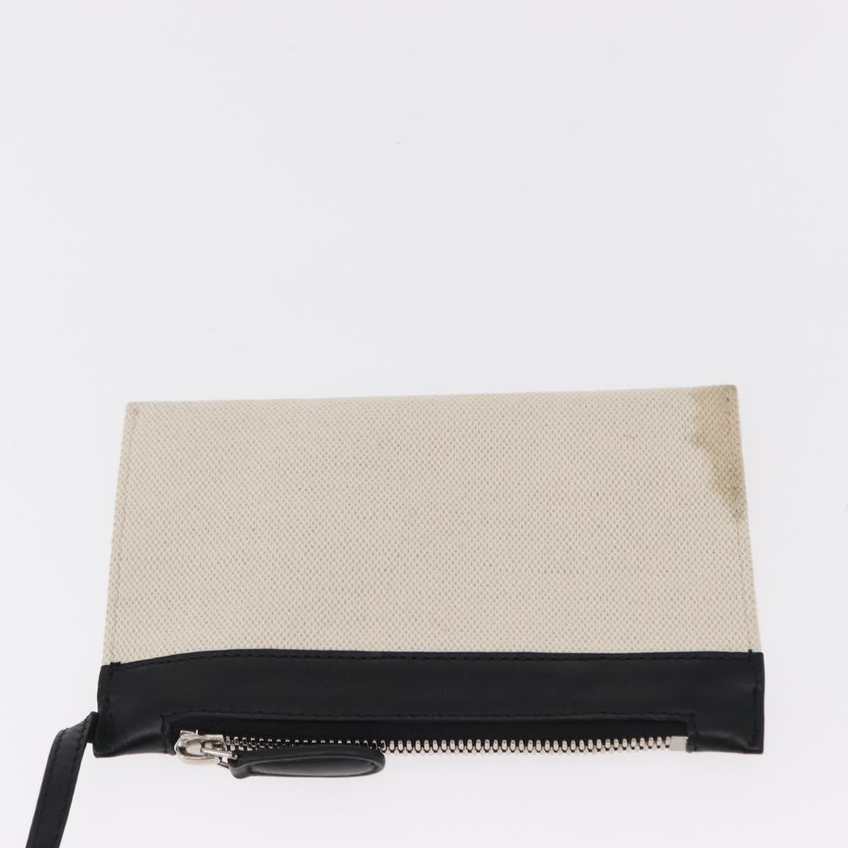 BALENCIAGA Navy Cabas Hand Bag Canvas 2way White Black 390346 Auth ep11845