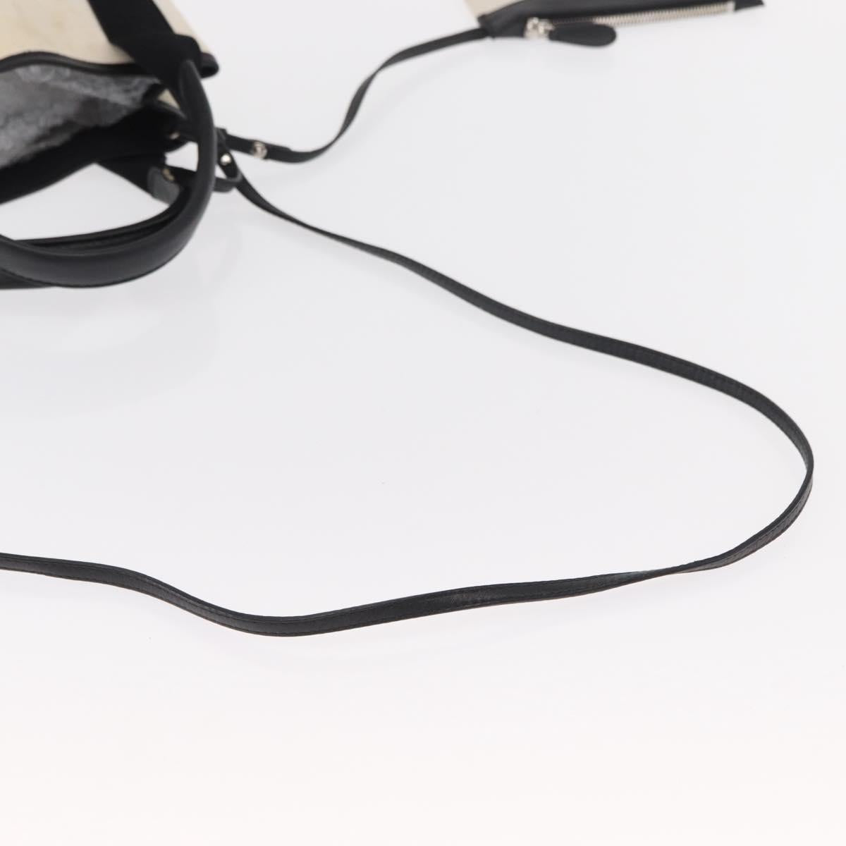 BALENCIAGA Navy Cabas Hand Bag Canvas 2way White Black 390346 Auth ep11845