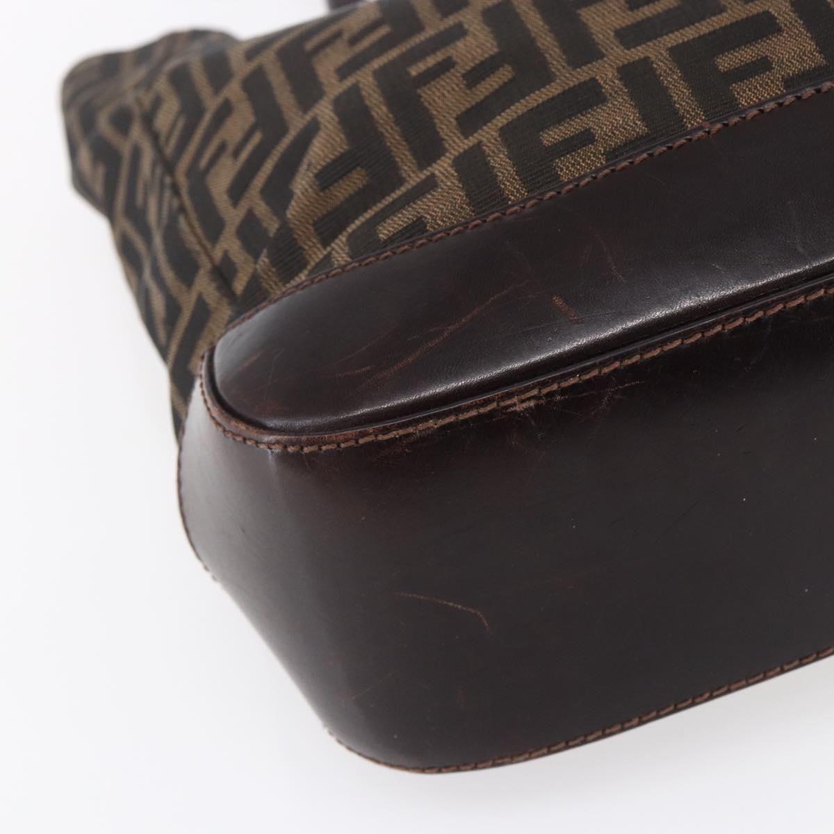 FENDI Zucca Canvas Tote Bag Black Brown Auth ep11847