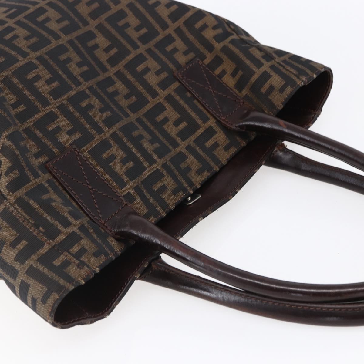 FENDI Zucca Canvas Tote Bag Black Brown Auth ep11847