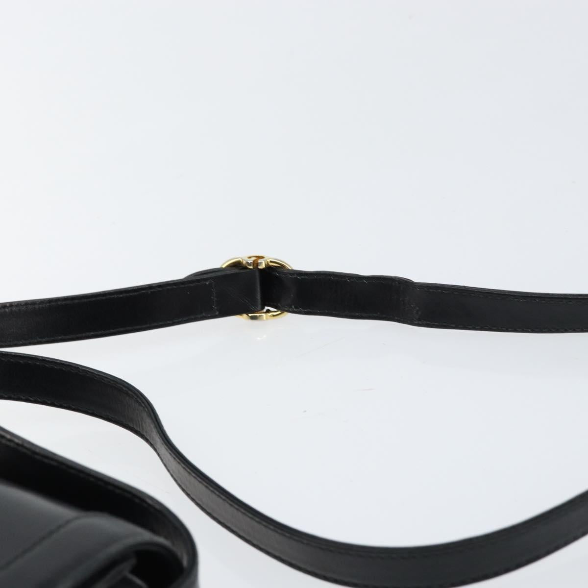 GUCCI Shoulder Bag Leather Black Gold 001 256 1161 Auth ep11851