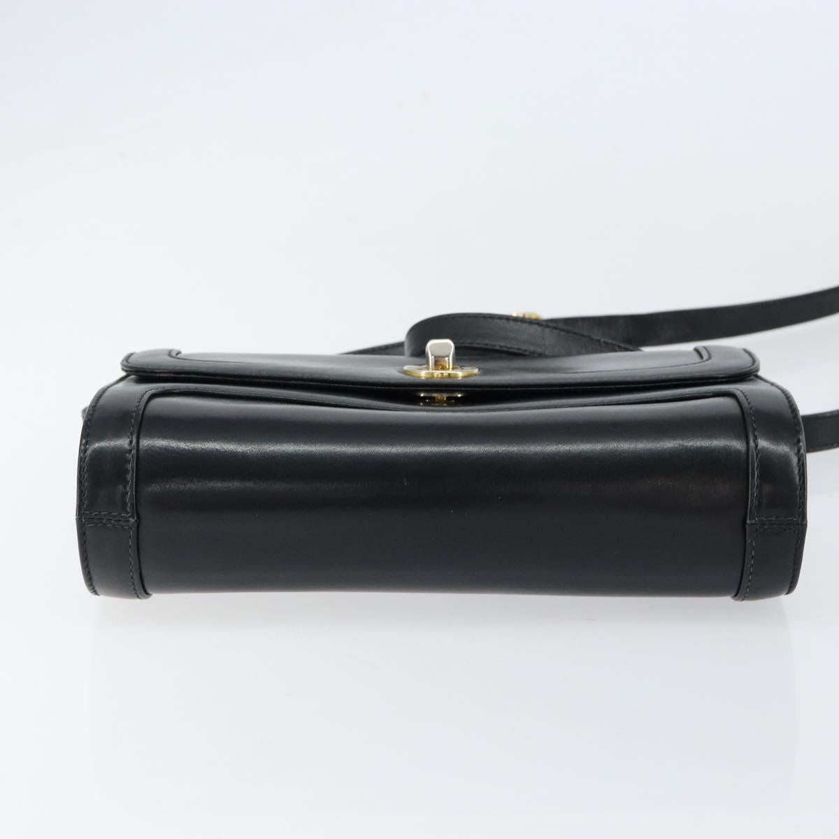 GUCCI Shoulder Bag Leather Black Gold 001 256 1161 Auth ep11851