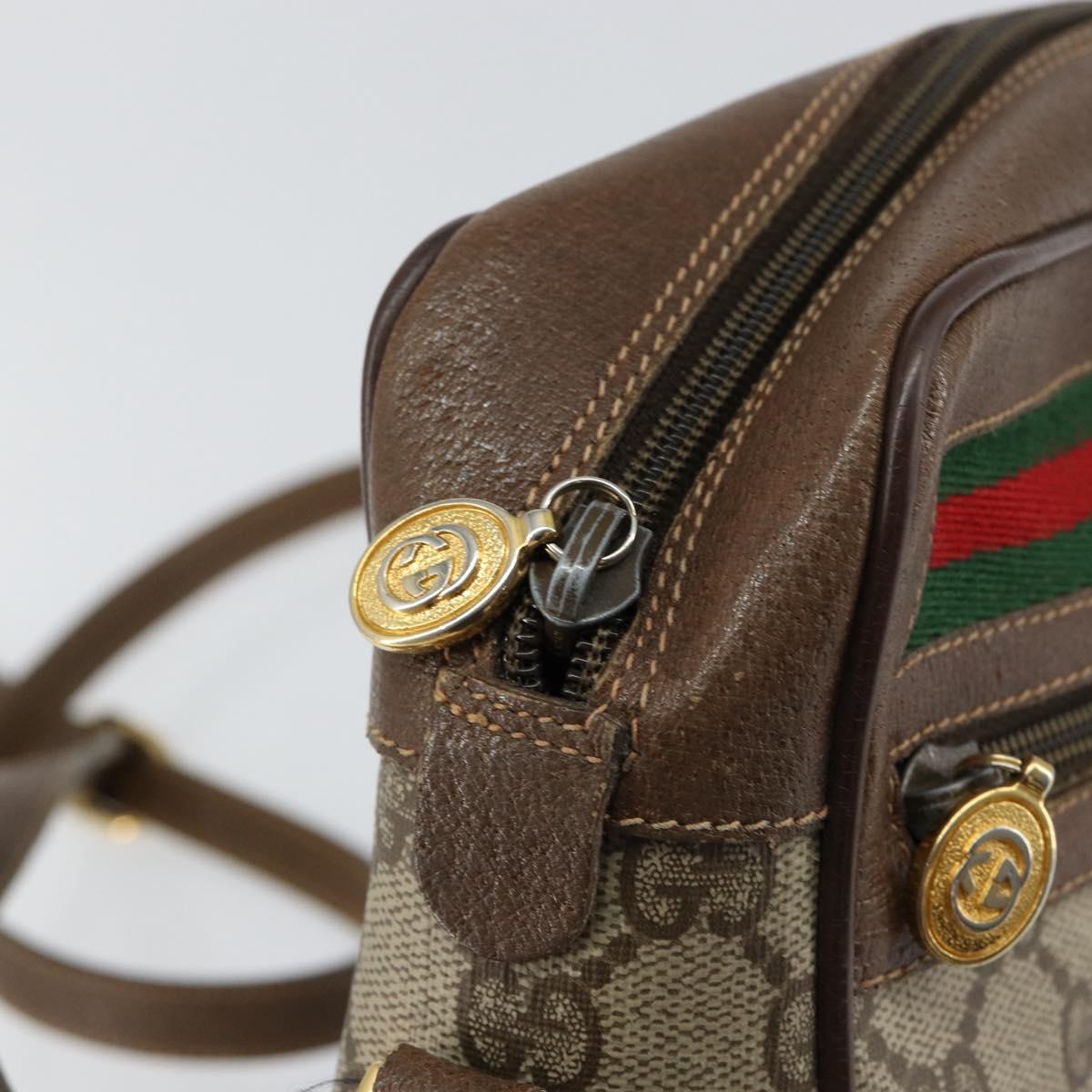 GUCCI GG Supreme Web Sherry Line Bag PVC Beige Gold 56 02 087 Auth ep11853