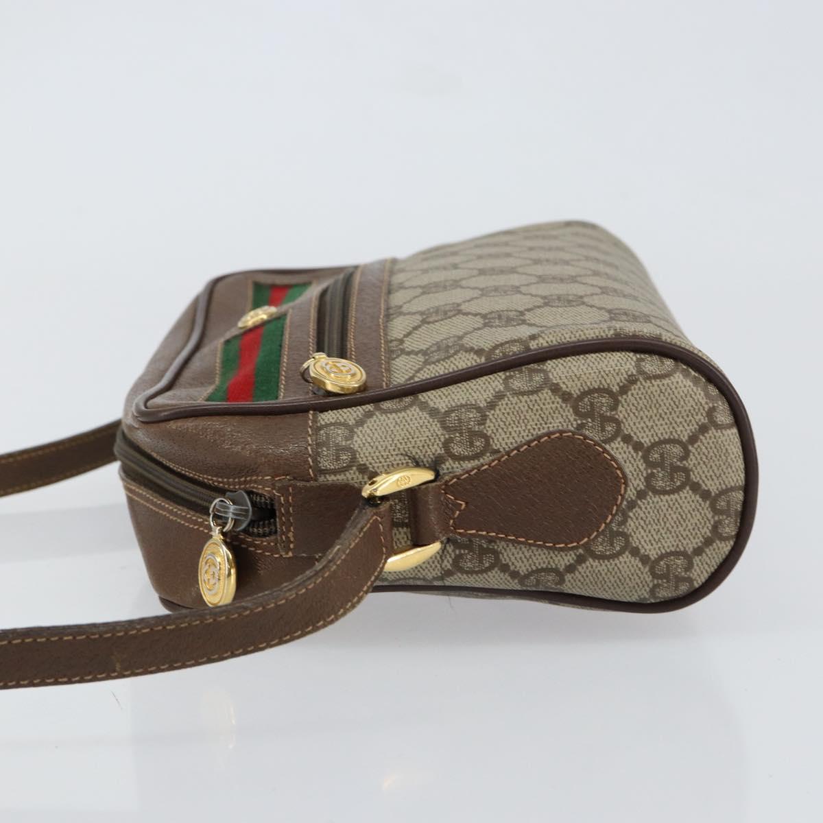 GUCCI GG Supreme Web Sherry Line Bag PVC Beige Gold 56 02 087 Auth ep11853