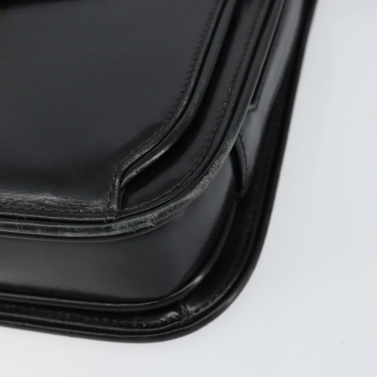 GUCCI Shoulder Bag Leather Black Gold Auth ep11854