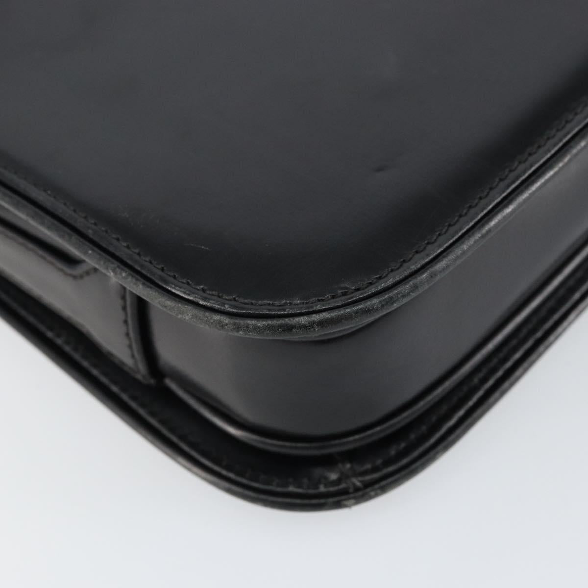 GUCCI Shoulder Bag Leather Black Gold Auth ep11854