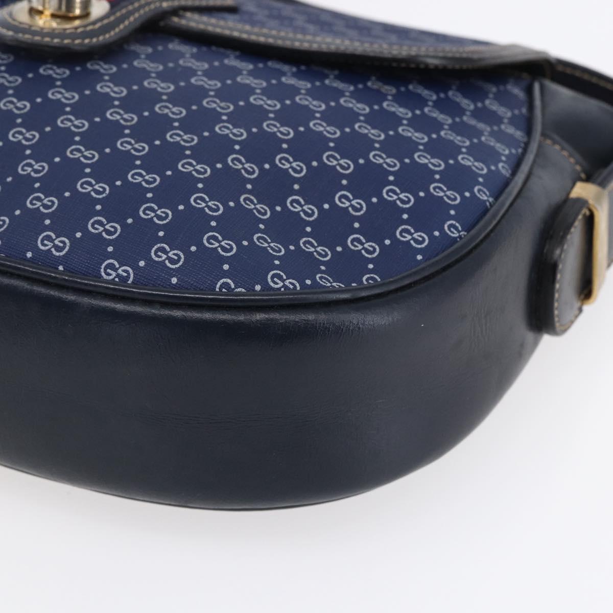 GUCCI Micro GG Supreme Sherry Line Shoulder Bag PVC Blue Gold Auth ep11855