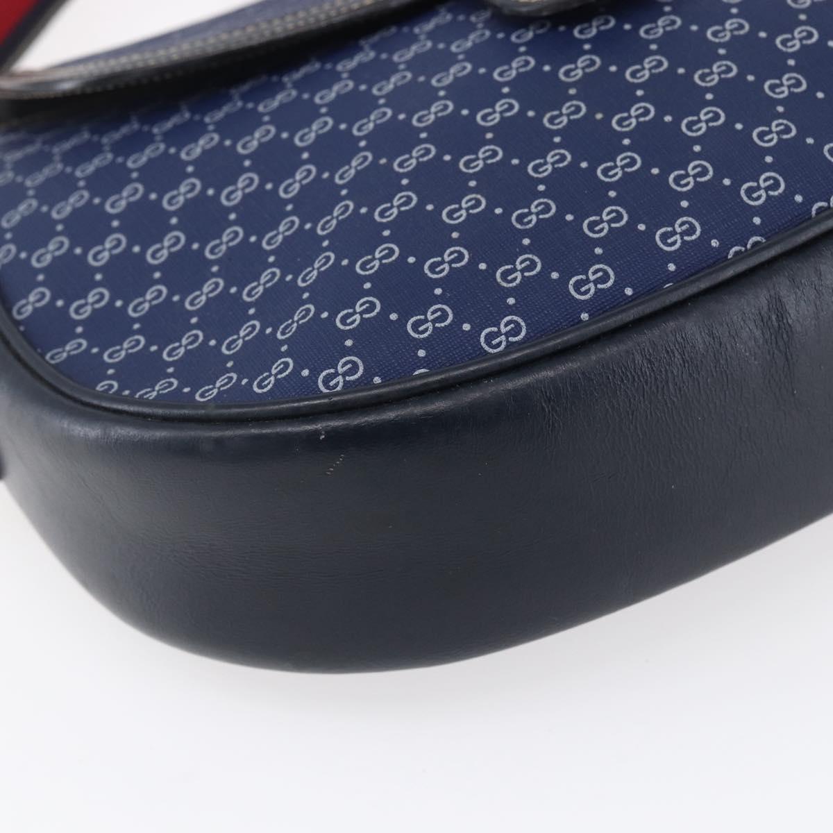 GUCCI Micro GG Supreme Sherry Line Shoulder Bag PVC Blue Gold Auth ep11855