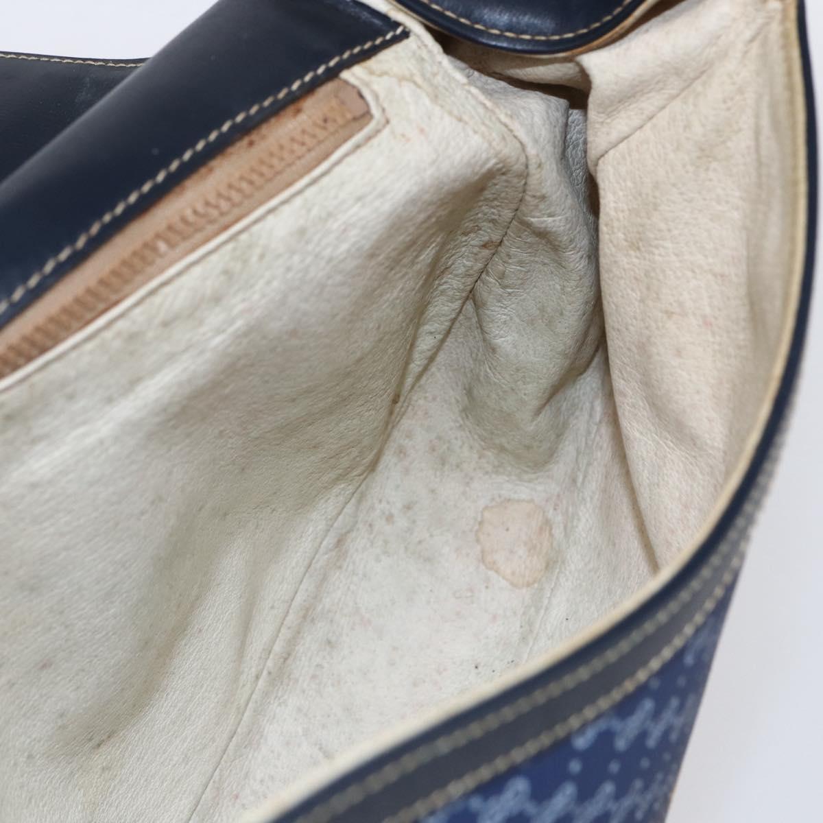 GUCCI Micro GG Supreme Sherry Line Shoulder Bag PVC Blue Gold Auth ep11855