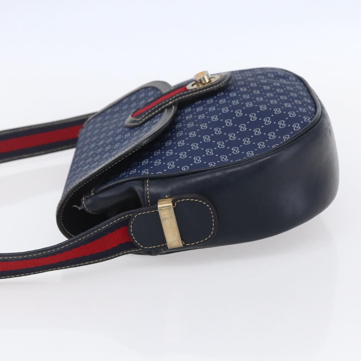 GUCCI Micro GG Supreme Sherry Line Shoulder Bag PVC Blue Gold Auth ep11855