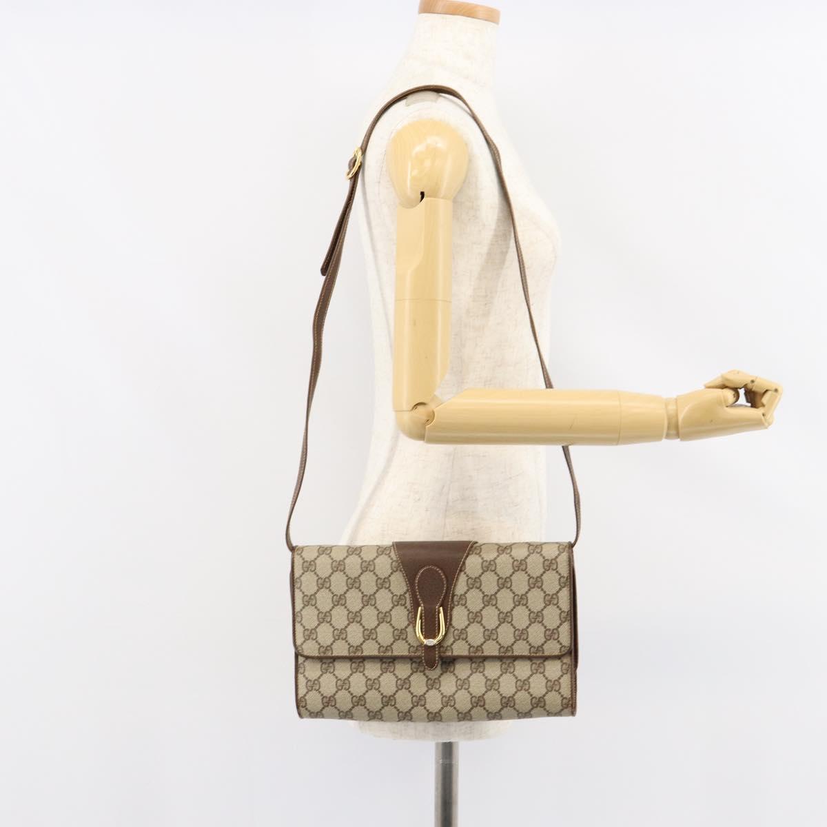 GUCCI GG Supreme Shoulder Bag PVC Beige Gold 904 02 050 Auth ep11859