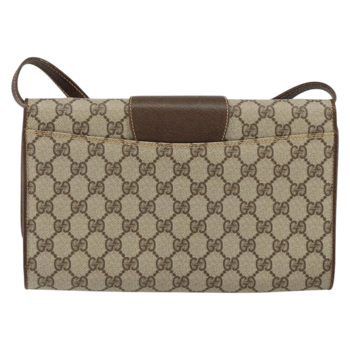 GUCCI GG Supreme Shoulder Bag PVC Beige Gold 904 02 050 Auth ep11859