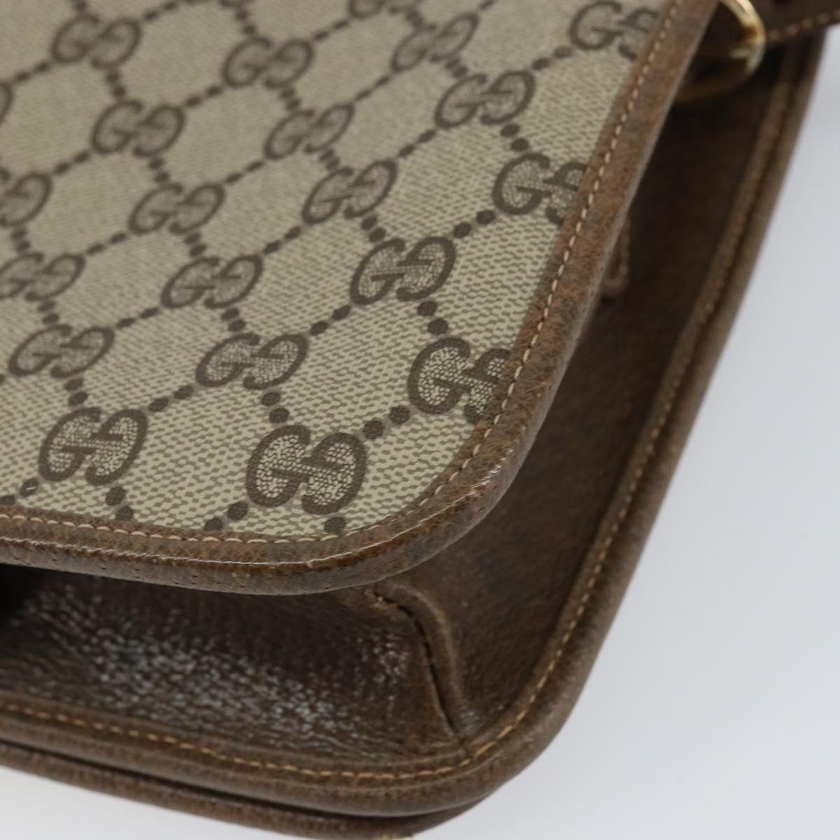 GUCCI GG Supreme Shoulder Bag PVC Beige Gold Auth ep11867