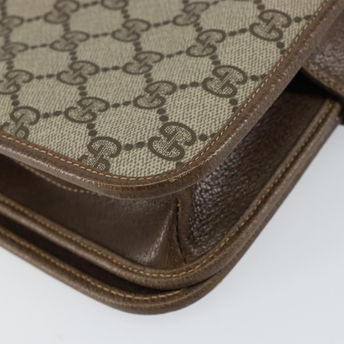 GUCCI GG Supreme Shoulder Bag PVC Beige Gold Auth ep11867