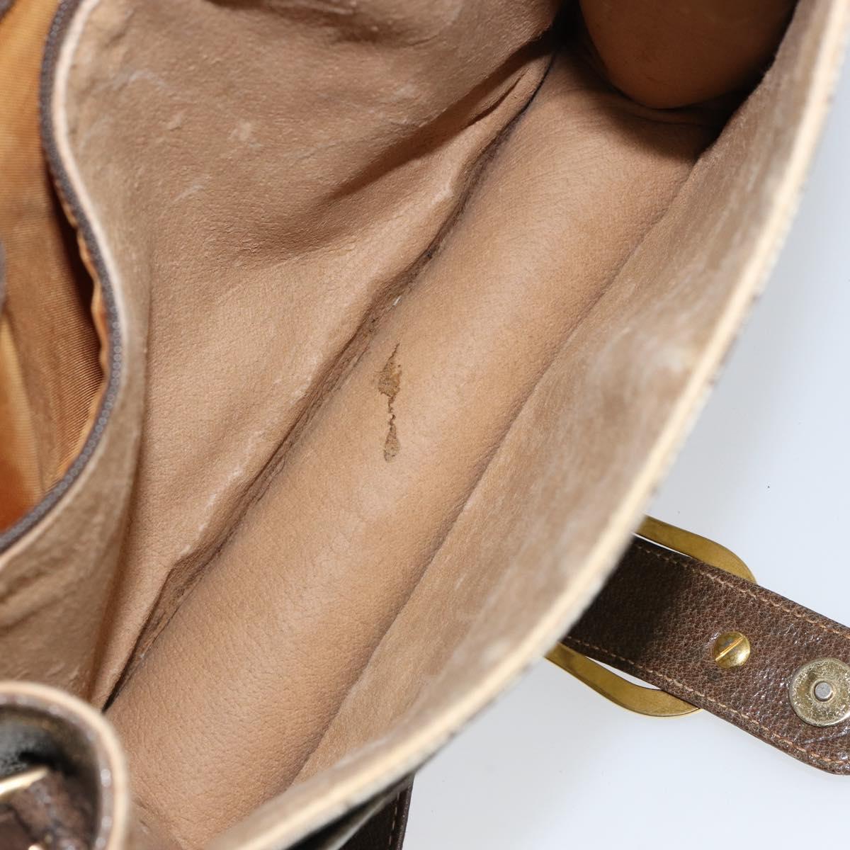 GUCCI GG Supreme Shoulder Bag PVC Beige Gold Auth ep11867